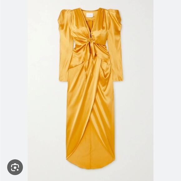 slim fit dress slacks Johanna Ortiz Yellow Chiricahua Printed Halter Twist-Front Maxi Dress main image 1